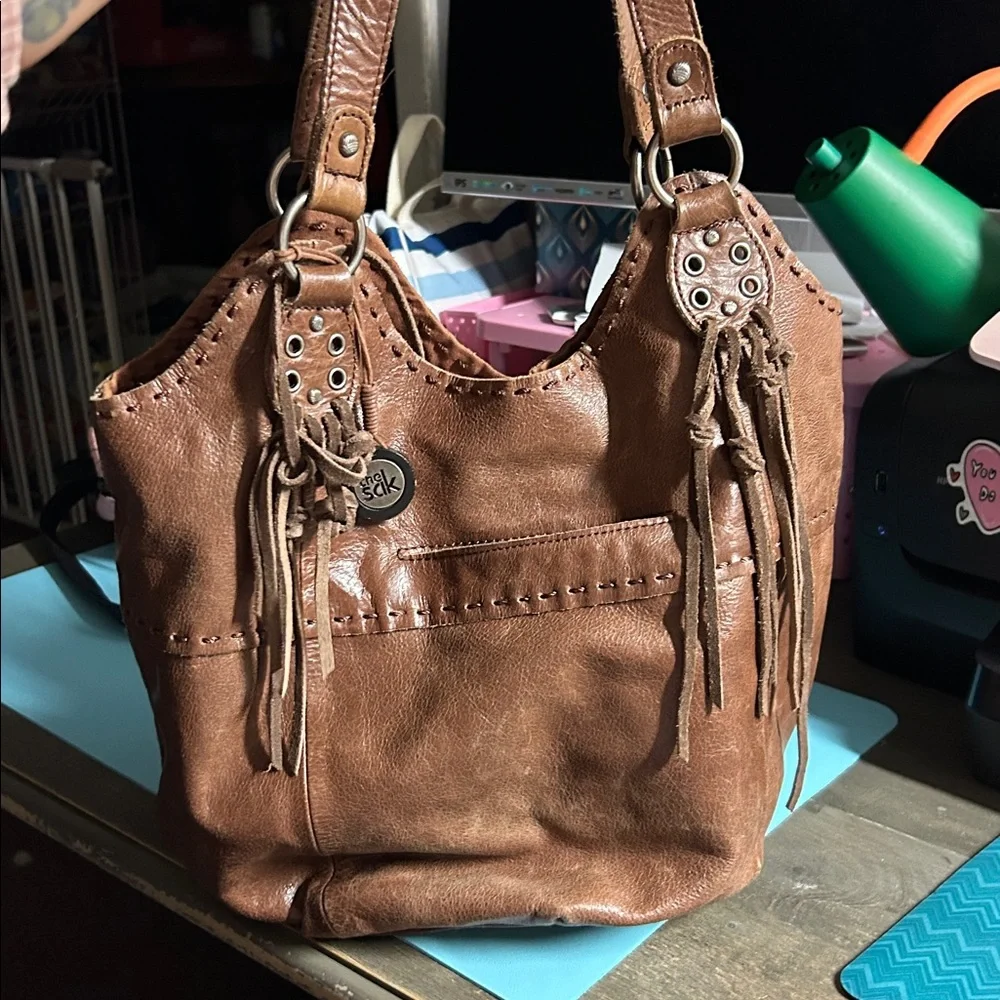 The Sak Slouchy Hobo Brown‎ Women's Fringe Shoulder Bag - Classic Leather Tote